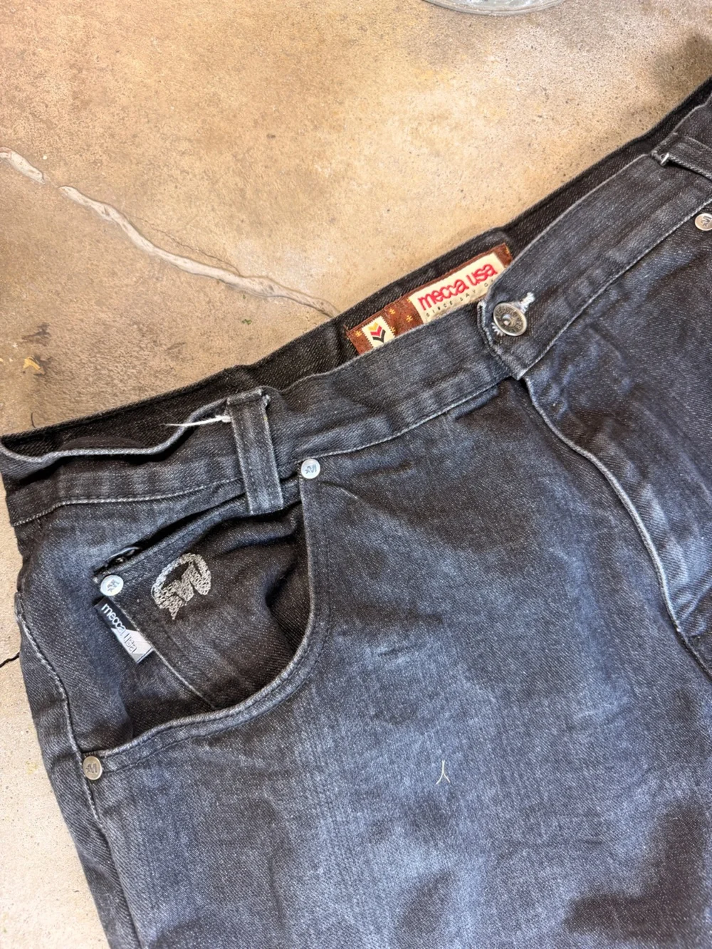 mecca Men's Black Wide-Leg Denim Jeans